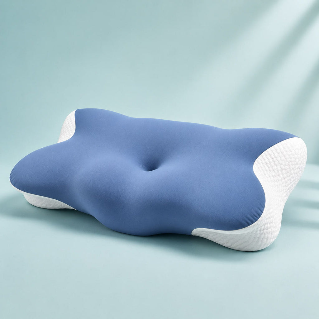 Oasisleep Solace Pillow angled studio view on a soft green background