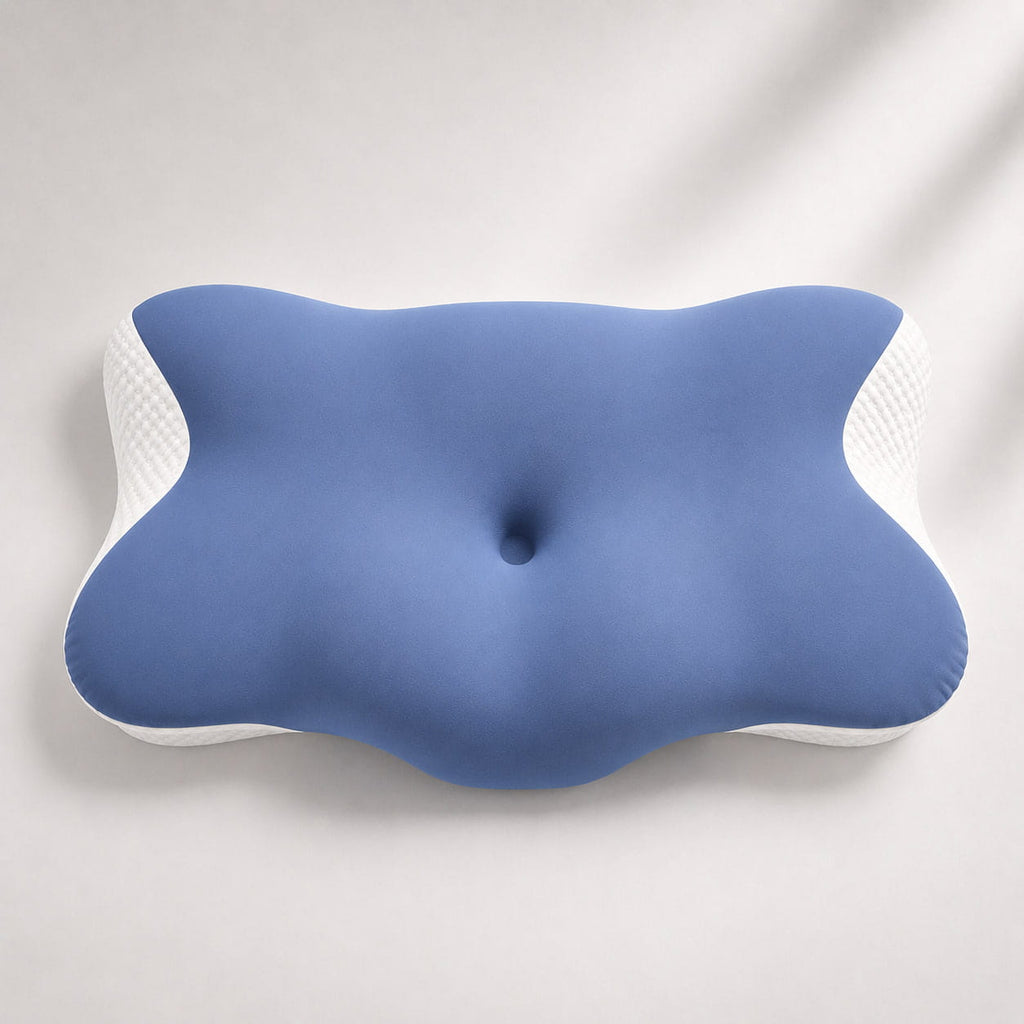 Top view of the Oasisleep Solace Pillow highlighting the center cradle and shoulder contours
